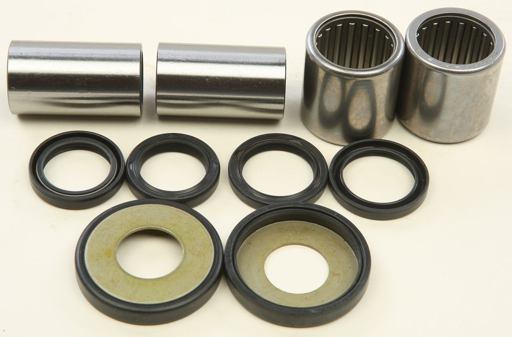 All Balls swingarm bearing kit for motorcycle suspension, showing bearings and installation components in a clear image