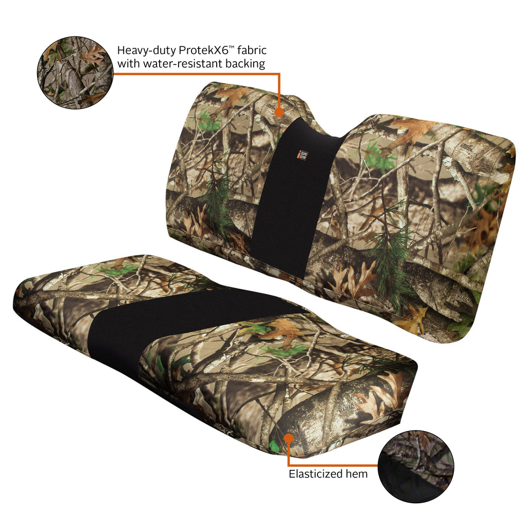 Classic Accessories camo UTV seat cover for bench seats, durable protective cover with camouflage pattern, model 45-1935.
