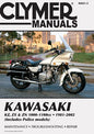 Clymer repair manual for Kawasaki 1000/1100 Fours, detailed motorcycle maintenance guide, showing cover with manual title.