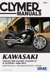 Clymer repair manual for Kawasaki Vulcan 900 motorcycle, detailed tools guide with illustrations and repair instructions.