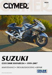 Clymer Suzuki Hayabusa 27-M265 repair manual cover showing detailed illustrations and repair instructions for motorcycle maintenance.