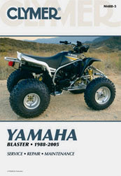 Clymer repair manual for Yamaha Blaster 27-M488, showing detailed pages and diagrams for engine and maintenance repairs.