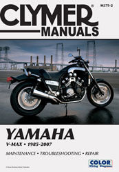 Clymer repair manual for Yamaha V-Max 27-M375 motorcycle, showing detailed tool and diagram illustrations.