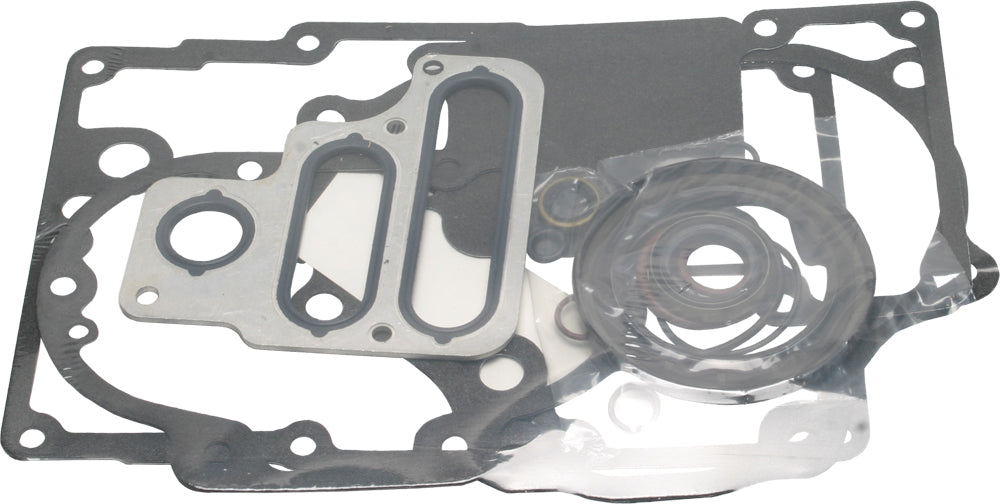 Cometic Complete Trans Gasket Twin Cam Kit 68-9151 with gaskets and seals for motorcycle transmission repair, detailed view.