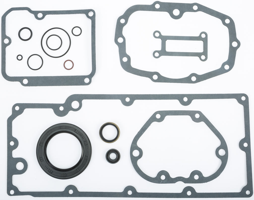 Cometic Complete Trans Gasket Twin Cam Kit showing gaskets and seals for motorcycle transmission repair.