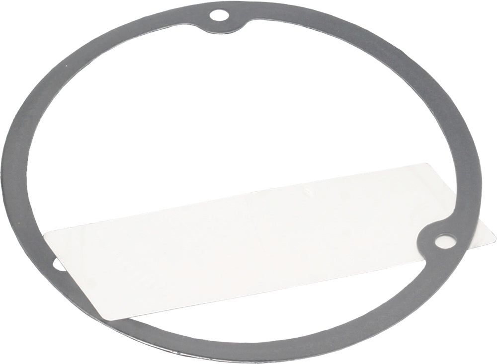 Cometic Derby Cover Gasket for Big Twin motorcycle, showing a close-up of the seal's detailed surface and packaging.