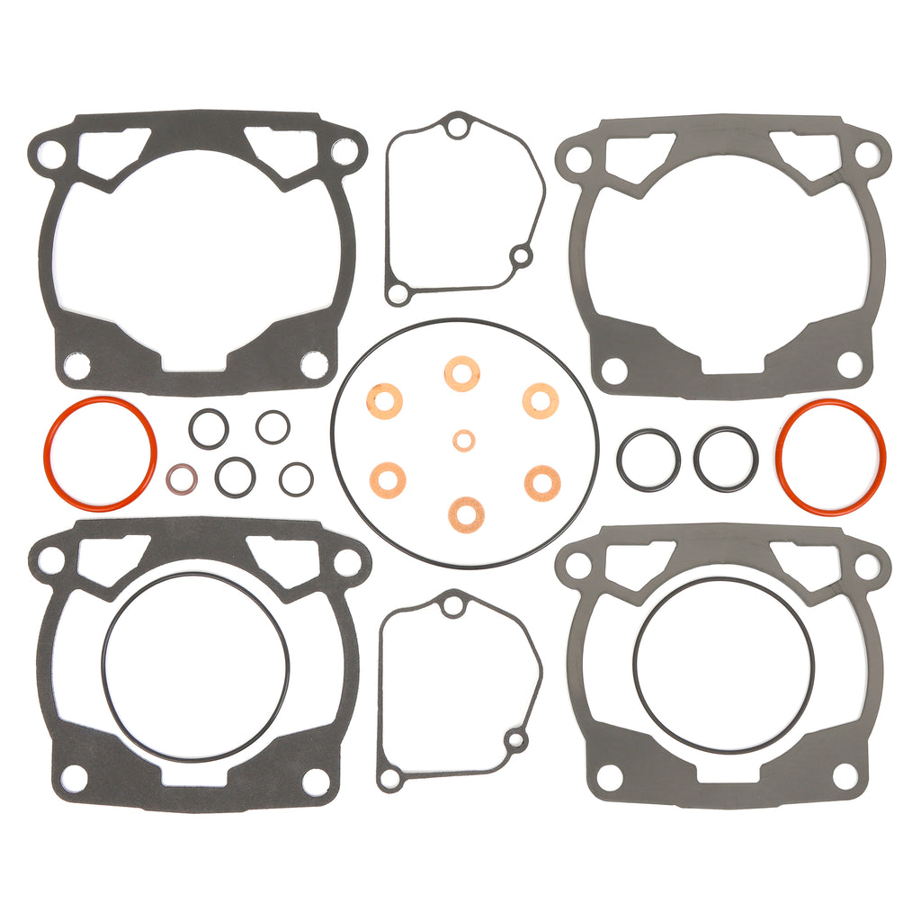 Cometic top end gasket kit for KTM, Husqvarna, and Gas Gas motorcycles, including gaskets and seals for engine top end repair.