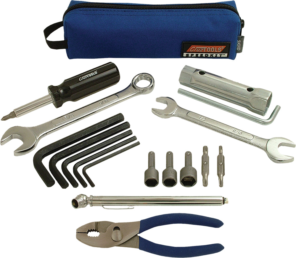 Cruztools Speedkit Compact Tool Kit Standard-Hd, a portable set of essential bike repair tools with a black carrying case.