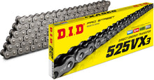 Load image into Gallery viewer, D.I.D Chain 525VX3 130L motorcycle chain with 690-11130 model, showing metallic links and chain segments on a plain background.