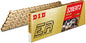 D.I.D 520ert3 120L Gold motorcycle chain with gold finish, featuring durable links and precision engineering.