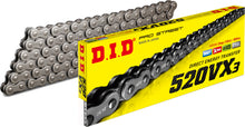 Load image into Gallery viewer, D.I.D 520VX3 motorcycle chain with 114 links in natural finish, showcasing the durable links and precision craftsmanship.