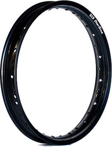 Black D.I.D standard motorcycle rim, 1.85 x 19 inches, designed for Kawasaki models, with a durable metal finish and spoke pattern.