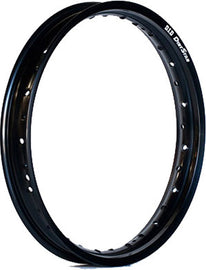 Black D.I.D standard rim for Yamaha 690 motorcycle, 1.85 x 19 inches, with a durable metal finish and spoke design.