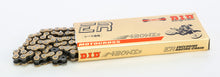 Load image into Gallery viewer, D.I.D Super 420nz3g-132 non O-ring motorcycle chain in gold, with links and detailed construction visible.