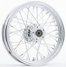 HardDrive 40-spoke chrome wheel with 16x3.5 inch flat hub and 3/4 inch axle for pre-1999 models, shown in the image.