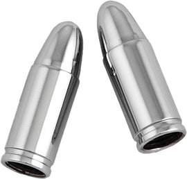 Chrome Bullet Tire Valve Stem Caps by HardDrive, vehicle wheel accessories, featuring sleek chrome finish and bullet design.