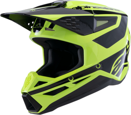 Alpine Star Sm3 Heat Helmet in yellow fluorescent and black glossy finish, large size, with sleek aerodynamic design.