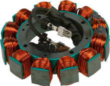 Load image into Gallery viewer, Cycle Electric Stator Flh/Flt 97-98 electrical component with visible copper coils and mounting points for Harley-Davidson motorcycles.