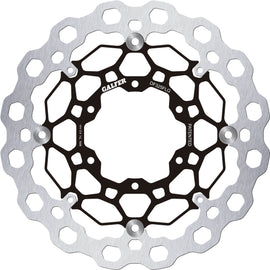 GALFER Cubiq floating front brake rotor 17-3906 with vented design and metallic finish for motorcycle braking performance