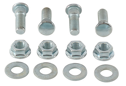 All Balls Wheel Stud Kit 28-51104 showing metal wheel studs with threaded ends and mounting hardware on a white background.