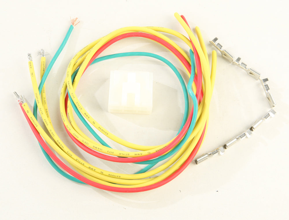 Ricks Motorsport Electric wiring harness with colorful electrical connectors and insulated wires for motorcycle or vehicle electrical systems.