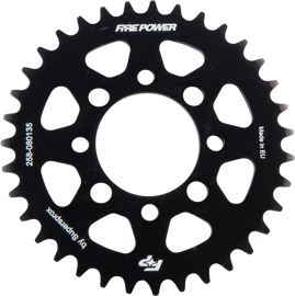 Fire Power street bike rear sprocket, 35-tooth aluminum black sprocket for optimal performance and durability.