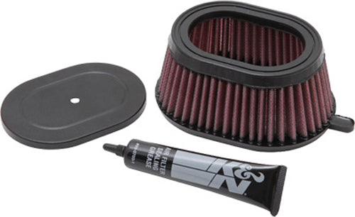 K&N Air Filter 746589 for vehicles, showing a close-up of the reusable, high-performance air filter with pleated filter media.