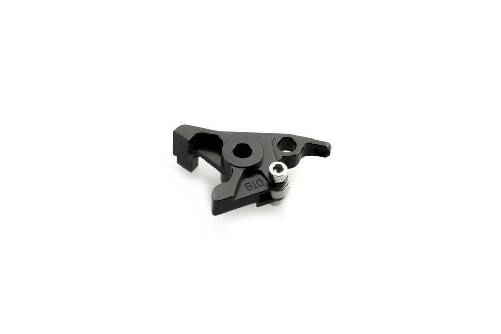 Black PUIG lever adapter for brake levers, shown on motorcycle handlebar, designed for easy installation and improved grip.