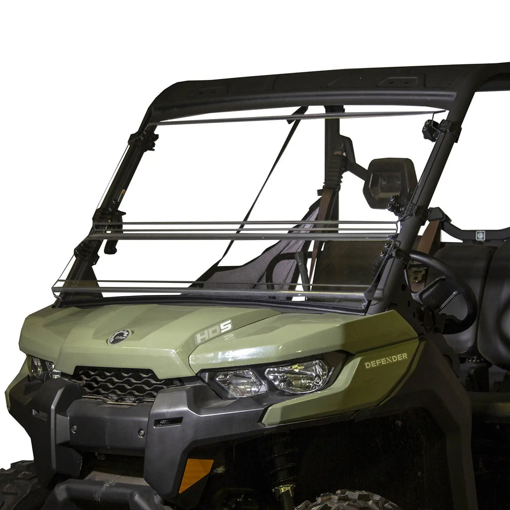 Kolpin Poly Front Windshield Full Tilt Can with clear plastic and black mounting frame for off-road vehicles.