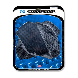 Stompgrip Icon Black tank pad kit for motorcycle body protection, featuring black textured rubber with logo design.