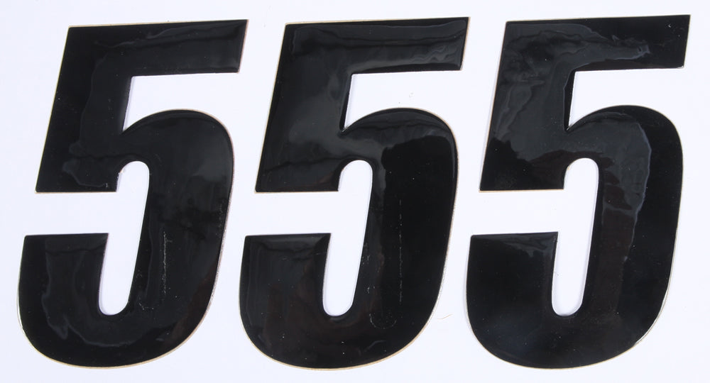 DCOR Number 5 black graphics decals, 4-inch size, three-pack, featuring bold black number 5 design on adhesive decals.