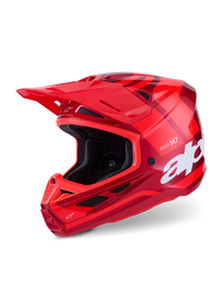 Alpine Star Sm7 Core helmet in glossy red, large size, featuring a sleek motorcycle helmet design with brand logo.