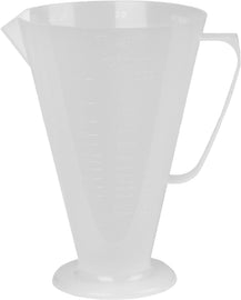 Ratio Rite measuring cup with clear measurement markings, made of durable plastic, suitable for precise liquid measuring.
