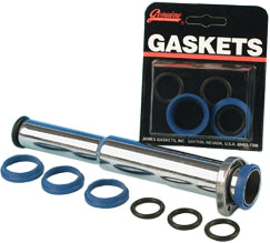 James Gasket Evo Sportster pushrod cover gasket seal kit with black rubber seals and metal components, designed for Harley Davidson engines.