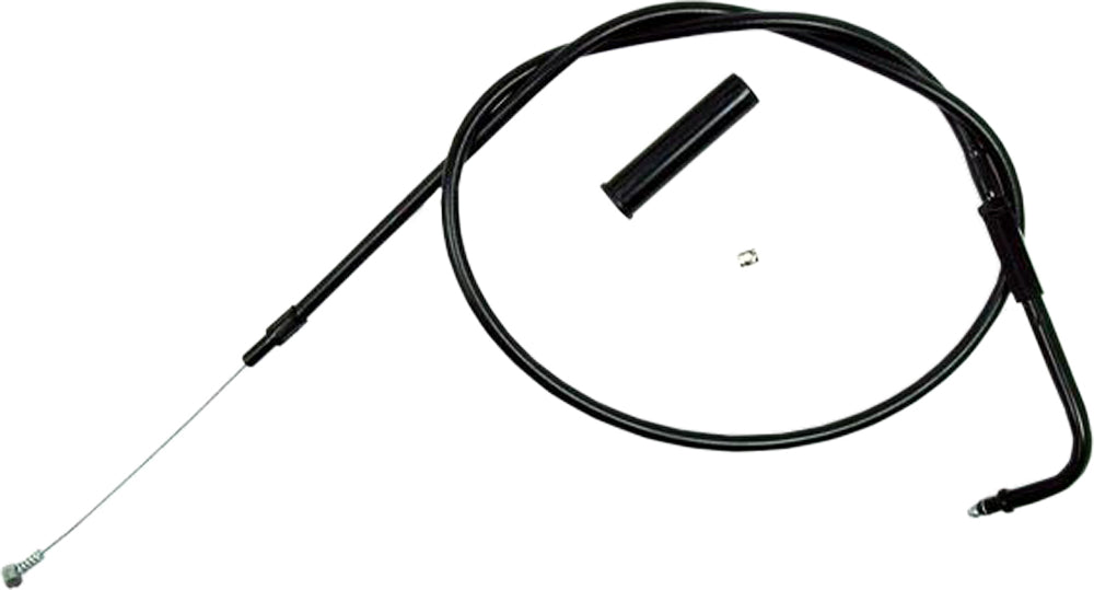 Motion Pro Blackout Idle Cable 70-62275 for hydraulic control lines, black cable with metal fittings, mounted on motorcycle engine.