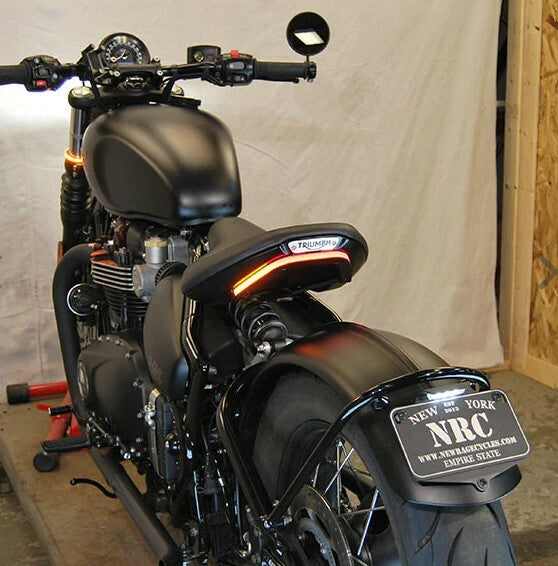New Rage Cycles Fender Eliminator Tri 565-0088 body with sleek design, showcasing its aerodynamic shape and mounting points for motorcycles.