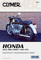 Clymer repair manual for Honda CB450 and CB500T motorcycle, showing detailed engine and maintenance diagrams.