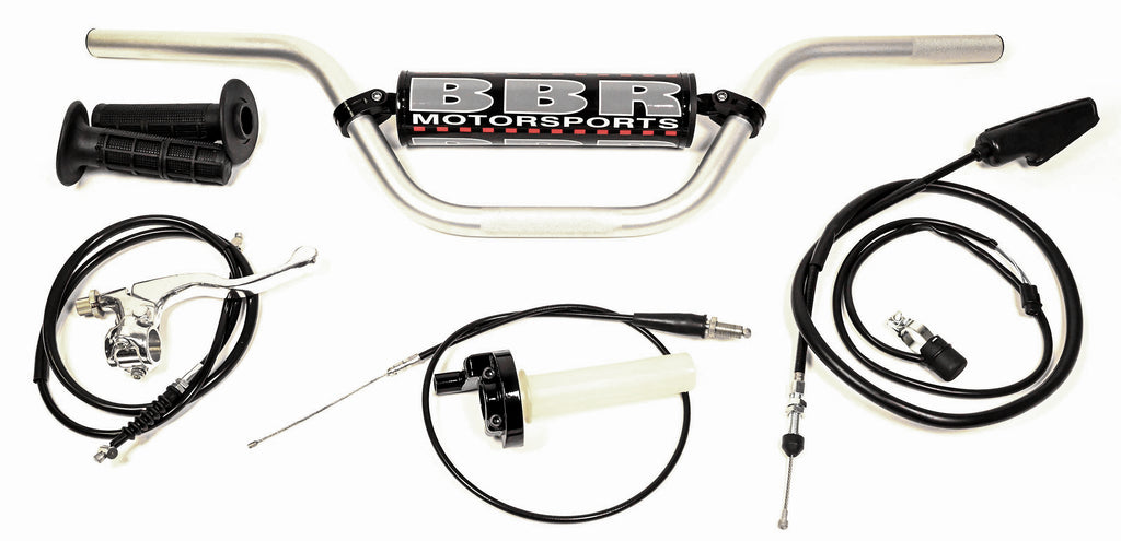 bbr handlebar kit with bars and controls for motorcycles, featuring black handlebars and integrated control levers.