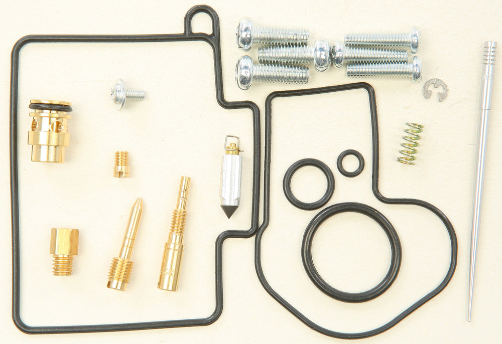 All Balls Bike Carburetor Rebuild Kit 226-1122 for intake, carburetor, and fuel system components, shown with assorted gaskets and parts.