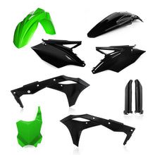Load image into Gallery viewer, Acerbis full plastic motorcycle kit in Kaw Green and black, including front and rear fenders, side panels, and components.