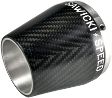 Load image into Gallery viewer, Sawicki Speed Shop true carbon fiber exhaust end cap, lightweight and durable, designed for enhanced performance.