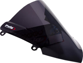 PUIG Racing Screen Dk Smoke windscreen for Honda HP2 motorcycle, mounted on the bike, showcasing sleek dark smoke tint.