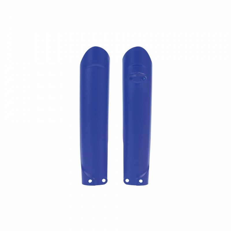 Polisport Plastics blue fork guards for Sherco SE and Sef models, designed to protect motorcycle forks.