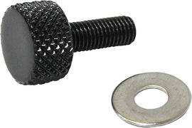 HardDrive black knurled seat knob with 1/4-28 thread, suitable for machinery and equipment, shown in close-up.