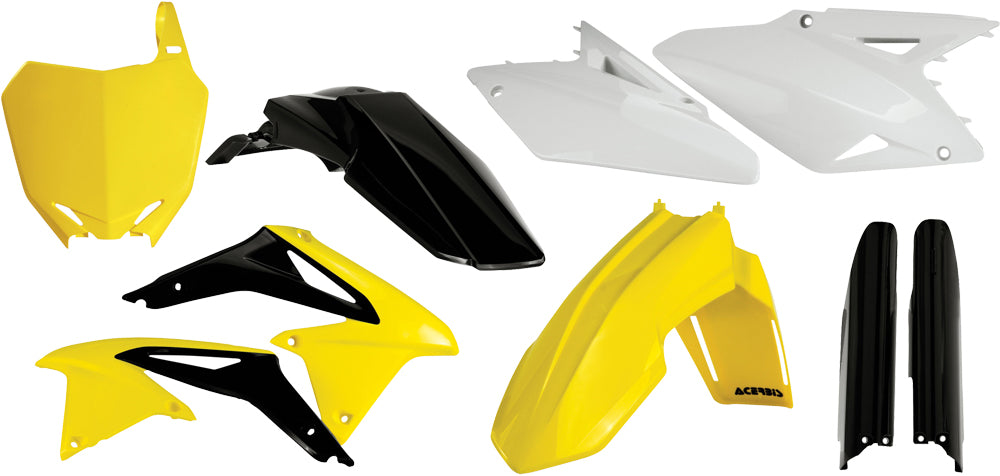 Acerbis yellow full plastic kit for motorcycle, featuring durable, lightweight plastic panels and parts for bike protection and customization.