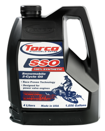 Torco S/M SSO synthetic oil 4L container with label, shown in a case of four, designed for automotive or machinery use.