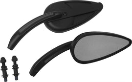 Black vintage HardDrive mirrors with a sleek design, featuring curved glass and black frames, ideal for classic car restorations.