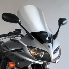 National Cycle replacement windshield 562-5310C shown on motorcycle, clear windscreen with mounting brackets and protective edges