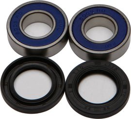 All Balls front wheel bearing and seal kit with multiple bearings and seals arranged in packaging, for motorcycle or ATV use