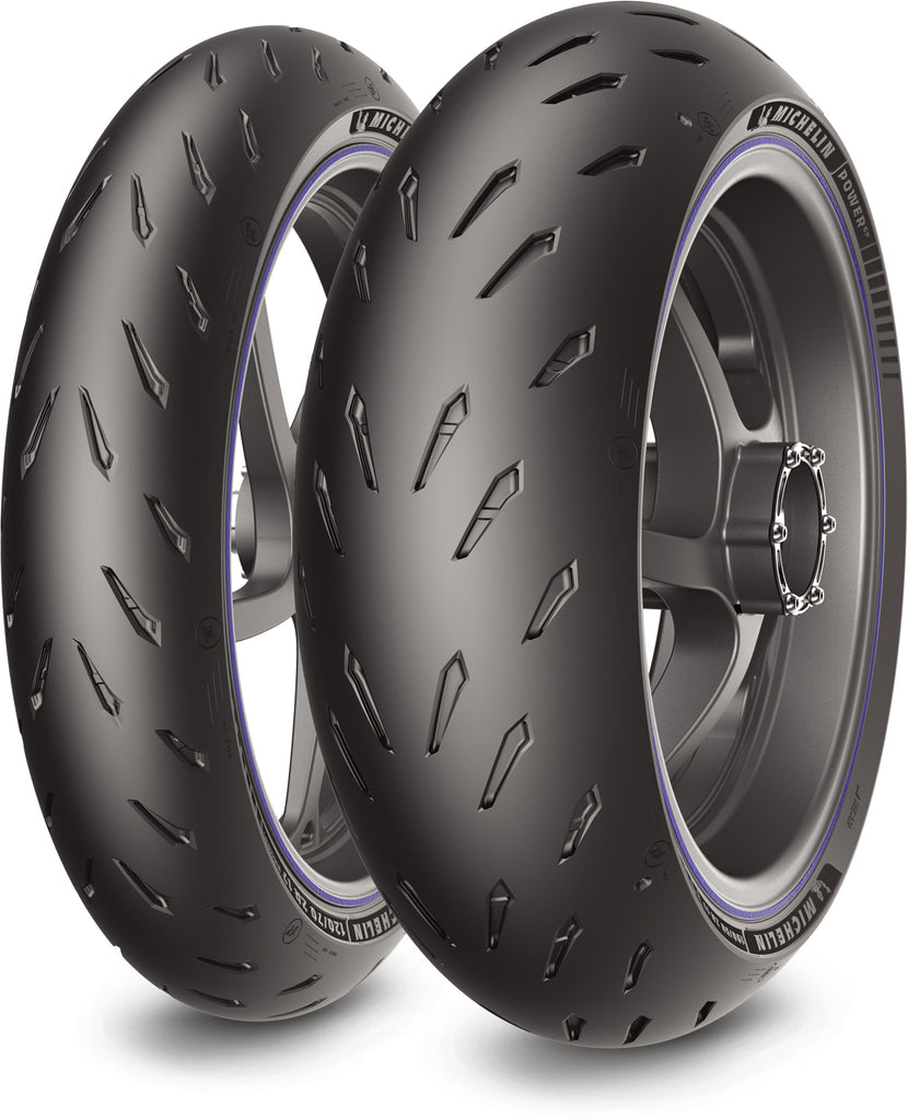 Michelin Power GP rear motorcycle tire, 200/55ZR17, radial tubeless, with tread pattern visible for high performance riding.